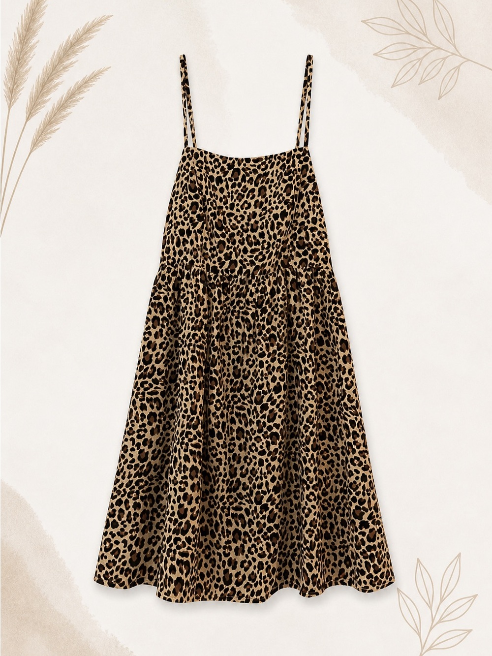 Cupshe Leopard Print Midi Dress NWT Size Small Spaghetti Strap Flowy